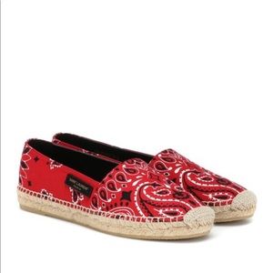 Saint Laurent Red Bandana Print Espadrilles